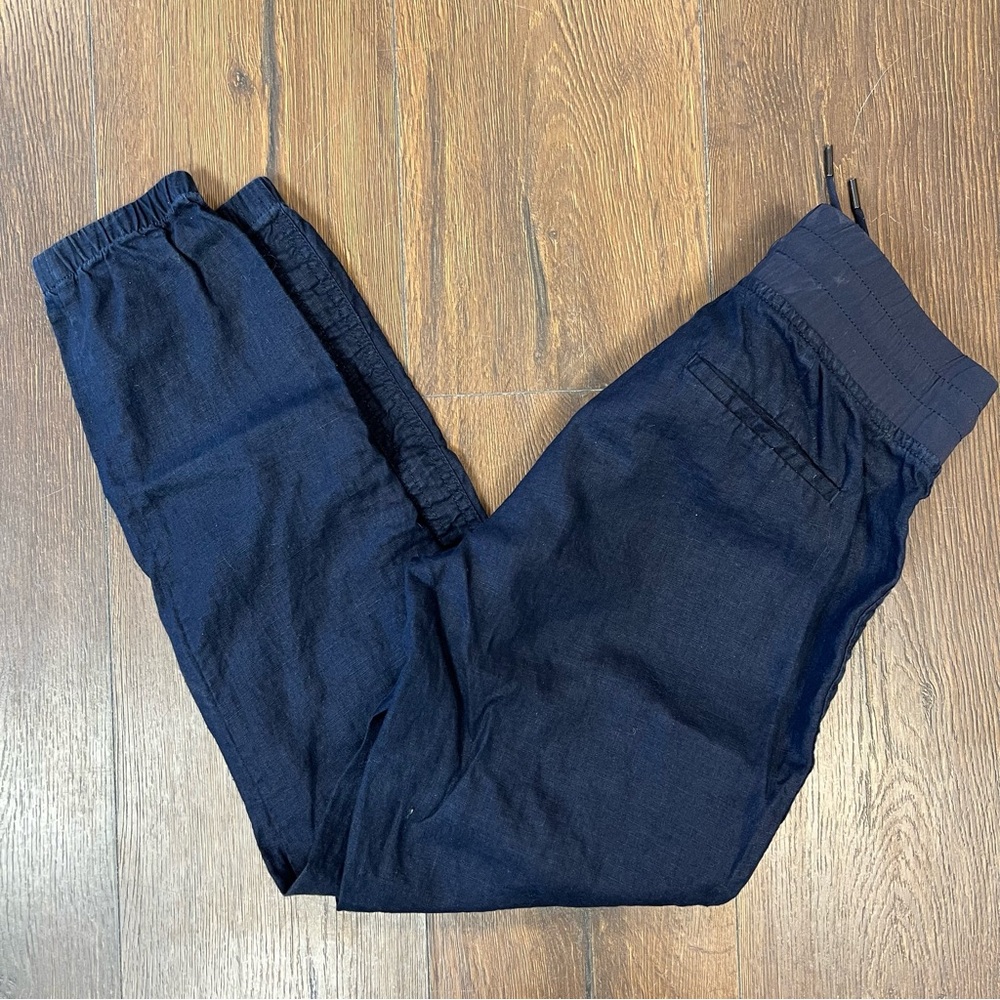 Athleta Navy Cabo Linen Jogger Pants Athleisure Athletic Beachy SZ 0